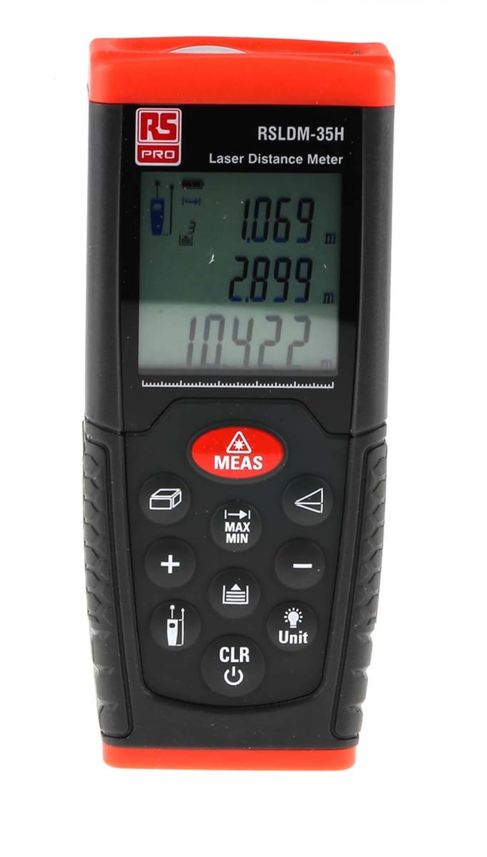 Télémètre laser RS PRO RSLDM-35H d'une portée de 0,05→ 35m ±1,5 mm Impérial, Métrique
