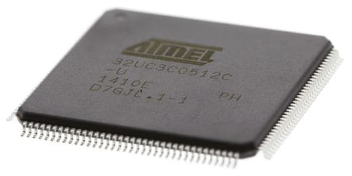 Microcontrolador Microchip AT32UC3C0512C-ALUT, núcleo AVR32 de 32bit, RAM 64 kB, 66MHZ, LQFP de 144 pines