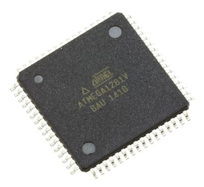 Microchip, 8 bit AVR, ATMEGA1281 Microcontroller, 8 MHz, 128kB FLASH, 64-Pin TQFP