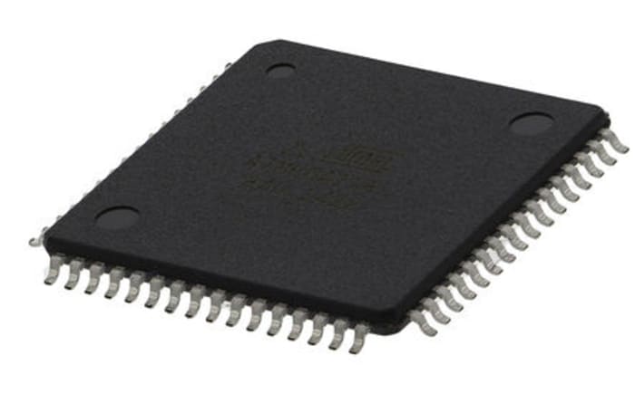 Microchip, 8bit AVR, ATmega Microcontroller, 8MHz, 128 kB Flash, 64-Pin TQFP