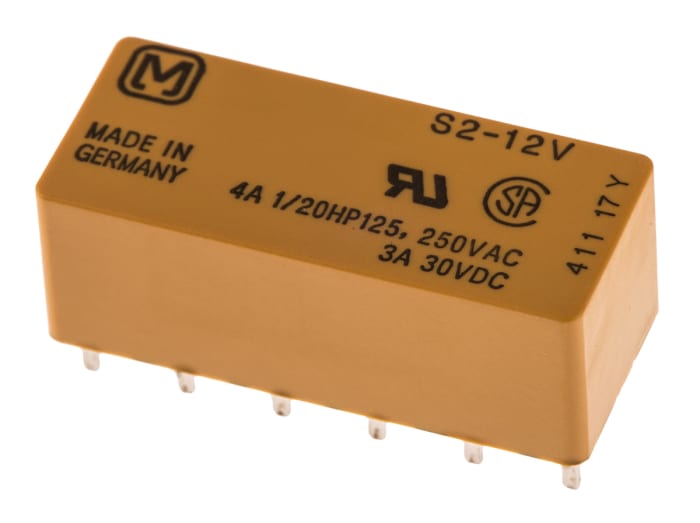 Panasonic PCB Mount Power Relay, 12V dc Coil, 4A Switching Current, DPDT