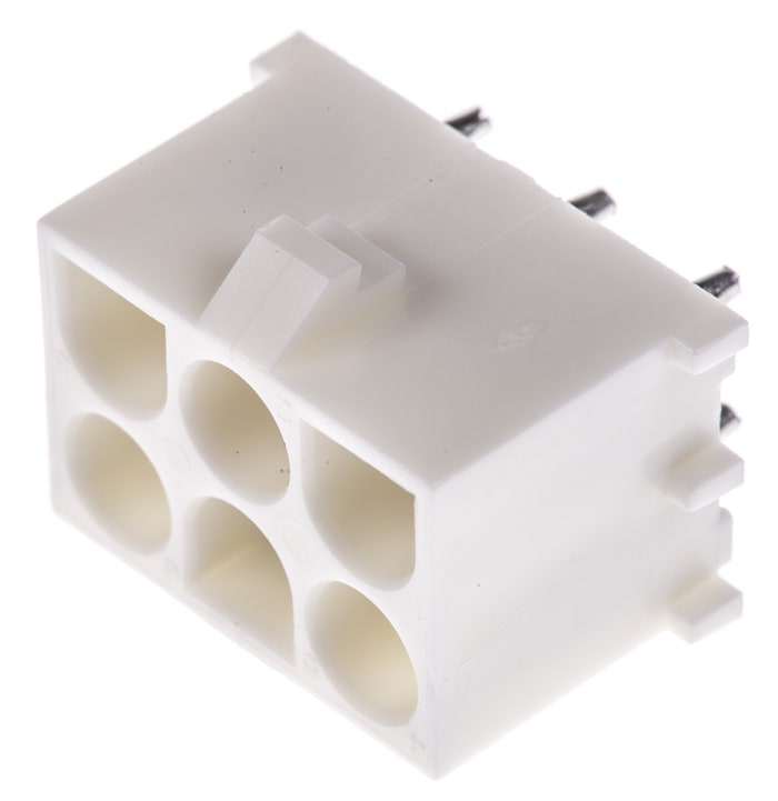 TE Connectivity Universal MATE-N-LOK Series Straight Through Hole PCB Header, 6 Contact(s), 6.35mm Pitch, 3 Row(s),