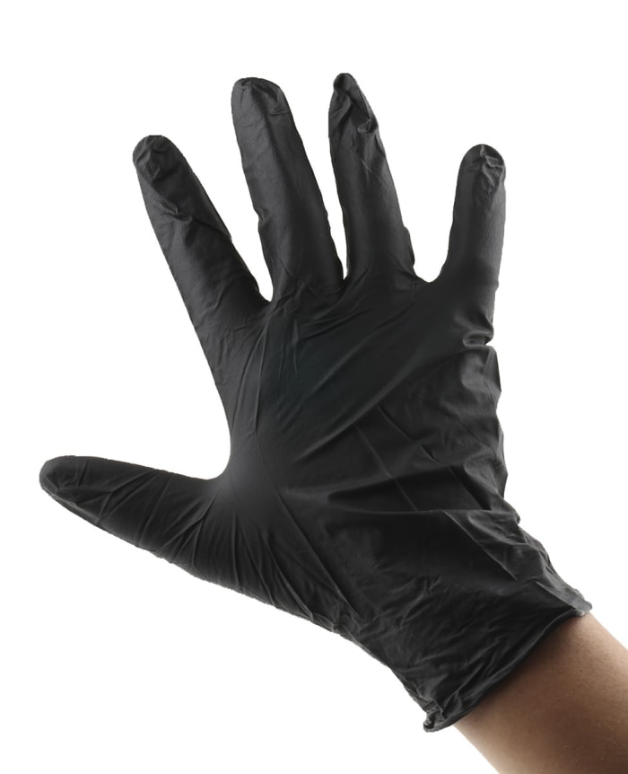 Ansell 93-852 Black Powder-Free Nitrile Disposable Gloves, Size 8.5-9, Large, 100 per Pack