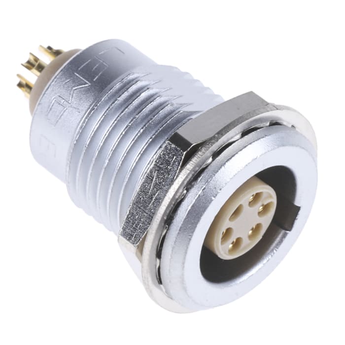 LEMO Circular Connector, 6 Contacts, Panel Mount, Socket, Female, IP50, 1B Series