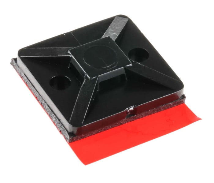Support de serre-câble HellermannTyton SolidTack MB3APT-I autoadhésive, Noir, 19mm x 19 mm, Ø fixation 3.1mm