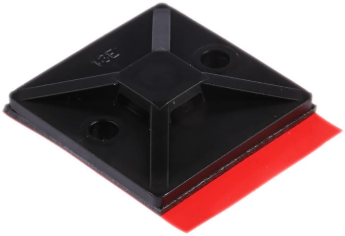 Support de serre-câble HellermannTyton SolidTack MB4APT-I autoadhésive, Noir, 28mm x 28 mm, Ø fixation 4mm
