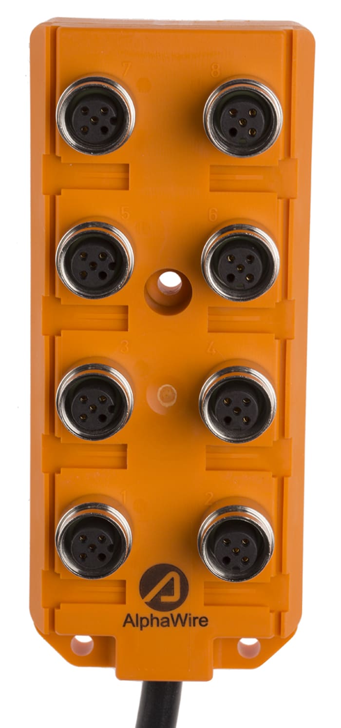Alpha Wire Alpha Connect Series Sensor Box, M12, 5m cable, 5 way, 8 port
