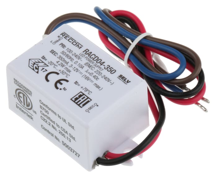 Recom LED Driver, 3 → 12V dc Output, 4.2W Output, 350mA Output, Constant Current