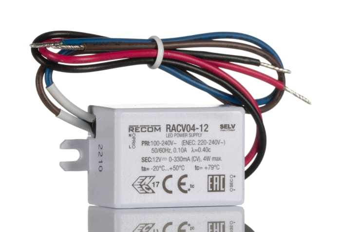 Recom LED Driver, 12V dc Output, 4W Output, 330mA Output, Constant Voltage