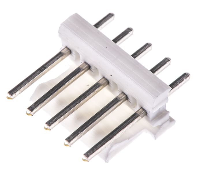 TE Connectivity MTA-100 Series Straight Through Hole Pin Header, 5 Contact(s), 2.54mm Pitch, 1 Row(s), Unshrouded