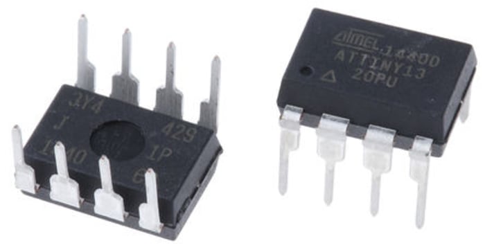 Microchip, 8bit AVR, ATtiny13 Microcontroller, 20MHz, 1 kB Flash, 8-Pin PDIP
