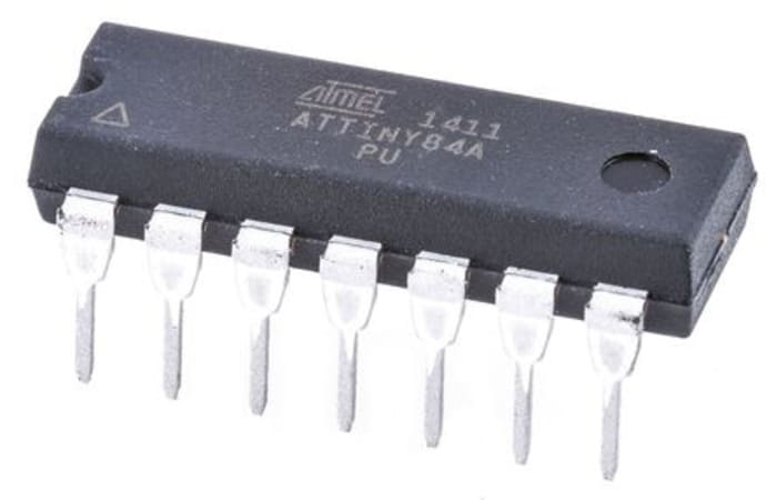 Microchip, 8bit AVR, ATtiny84 Microcontroller, 20MHz, 8 kB Flash, 14-Pin PDIP