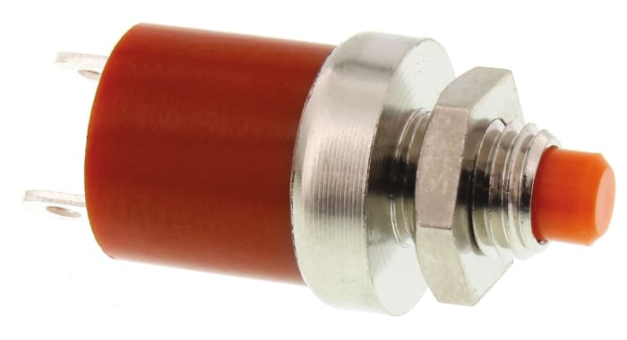 KNITTER-SWITCH Miniature Push Button Switch, Momentary, Panel Mount, 10.5mm Cutout, SPDT, 250V ac