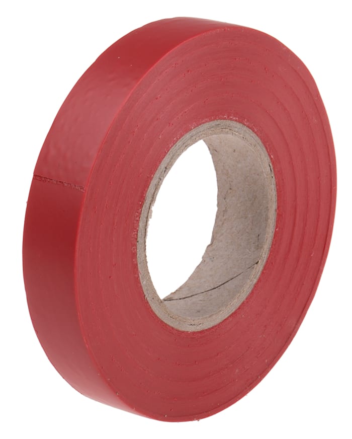 Cinta aislante de PVC RS PRO 236206 de color Rojo, 12mm x 20m, grosor  0.13mm