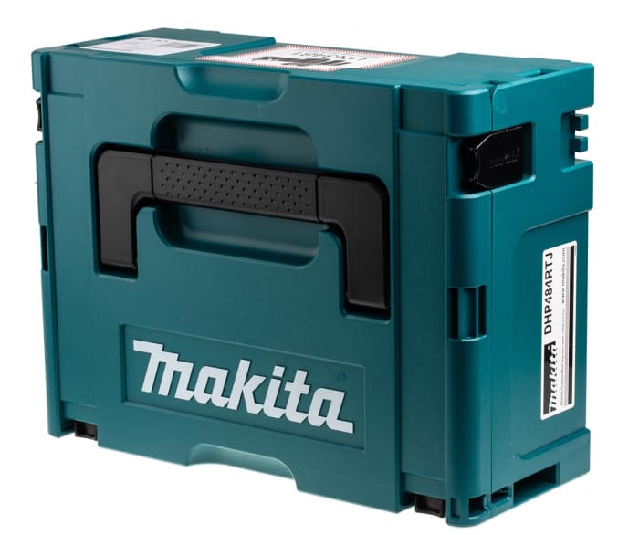 Taladro-atornillador Makita a batería Li-Ion de 18V 5Ah 150W, DHP484 con 2 baterías, Tipo G - Británico de 3 pines