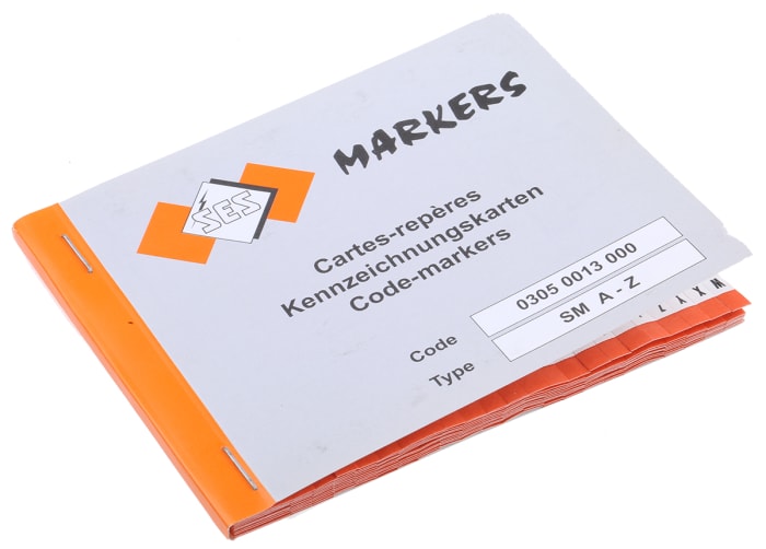 RS PRO Adhesive Cable Markers, Black on White, Pre-printed "A → Z; -; 0 → 15"