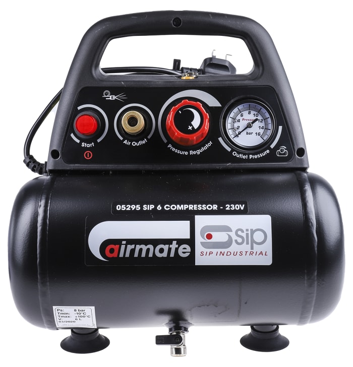 Compresseur d'air SIP 6 l 8bar 9.5kg, fiche UK