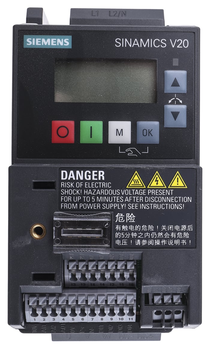 Siemens Inverter Drive, 0.75 kW, 1 Phase, 230 V ac, 4.2 A, SINAMICS V20 Series