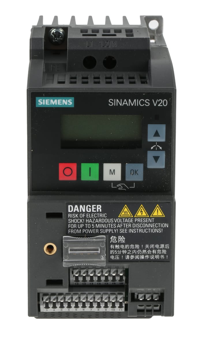 Variateur de fréquence Siemens SINAMICS V20, 0,75 kW 230 V c.a. 1 phase, 4,2 A, 0 → 550Hz