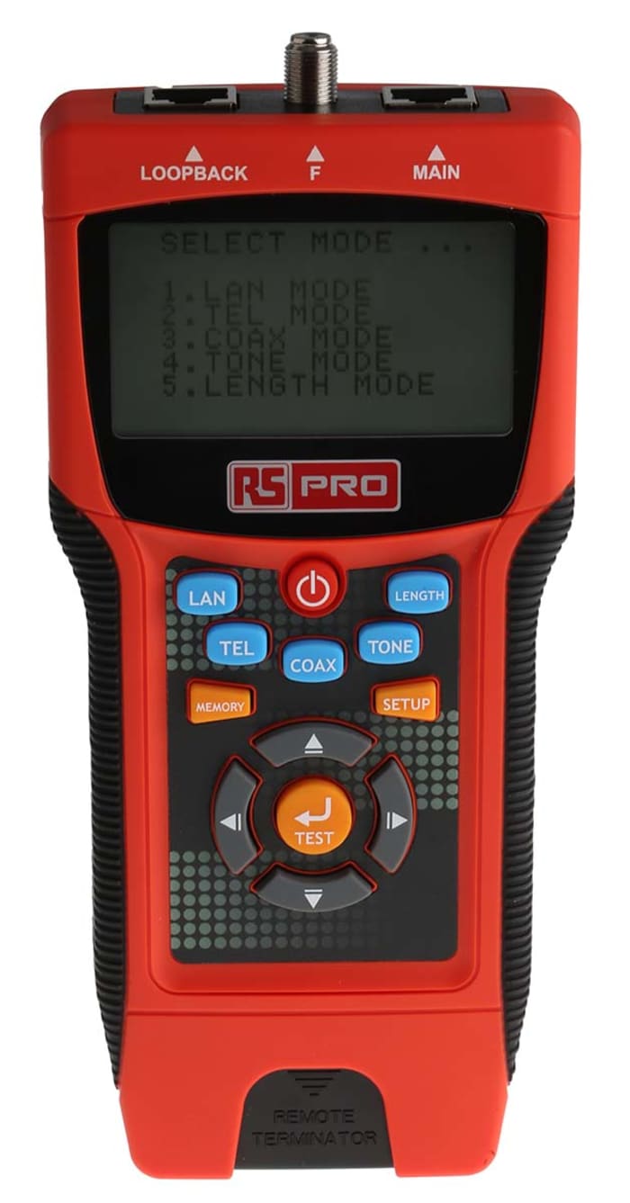 RS PRO Cable Tester Cat 5e, Cat 6, Cat 6a, Coaxial, LAN, STP, UTP