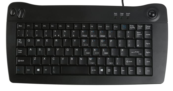 Mini-clavier Filaire PS/2 Trackball, QWERTY (UK) Noir