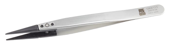 RS PRO 130 mm, Stainless Steel, Flat, ESD Tweezers