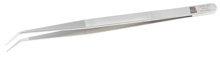 RS PRO 150 mm, Stainless Steel, Serrated, Tweezers