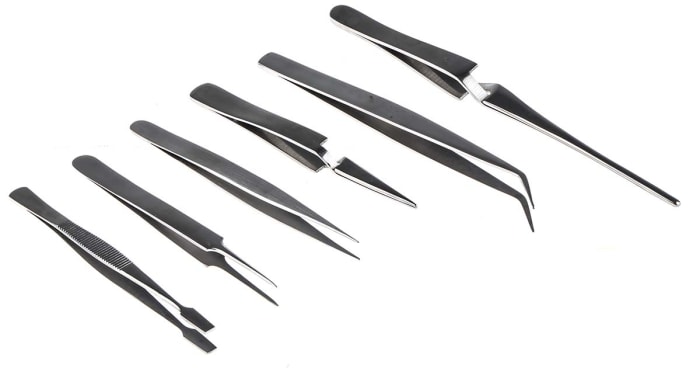RS PRO Carbon Steel, Tweezer Set