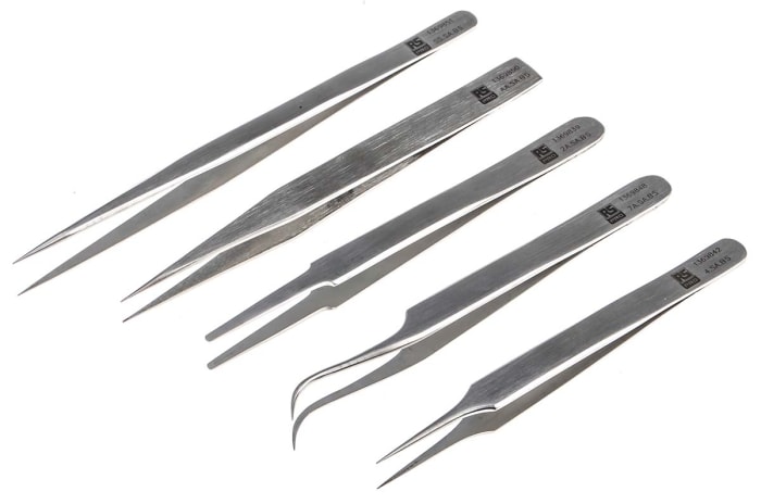 RS PRO Stainless Steel, Tweezer Set