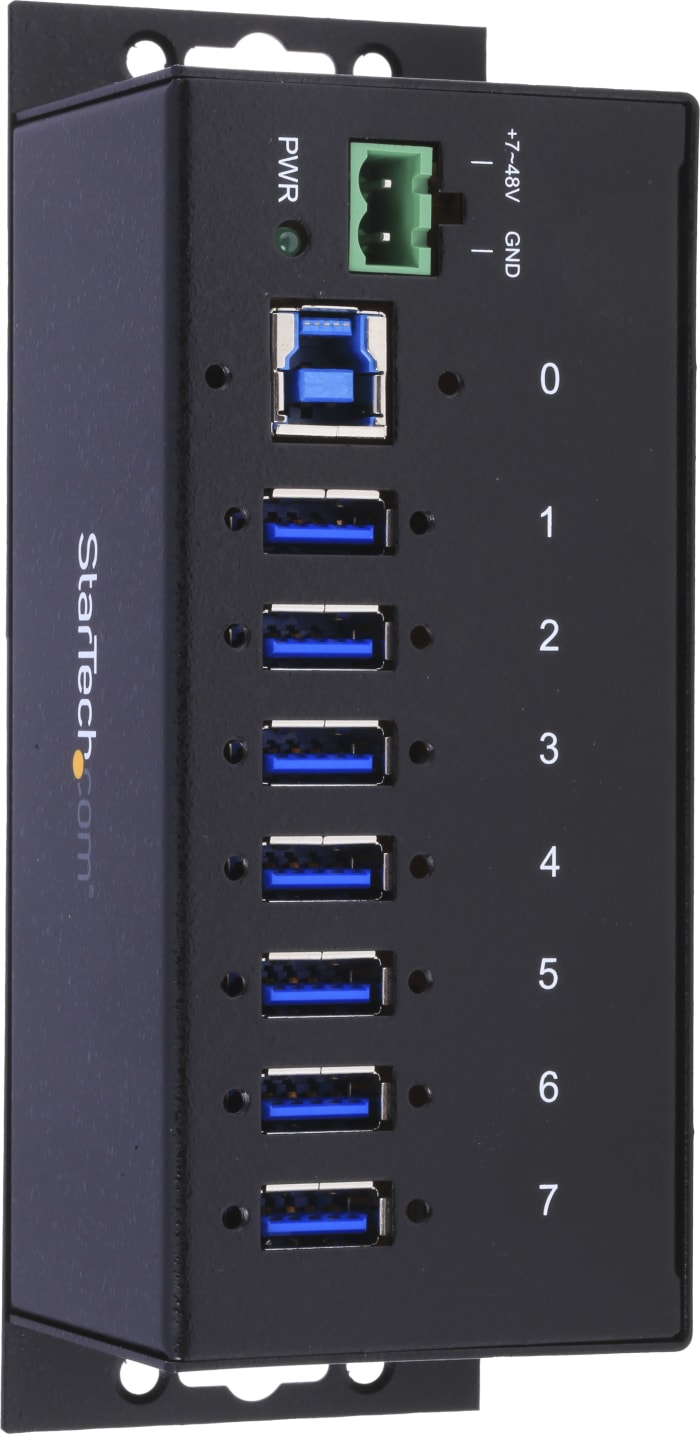 StarTech.com 7 Port USB 3.0 USB A Hub, Terminal Connector Powered, 145 x 54 x 45mm