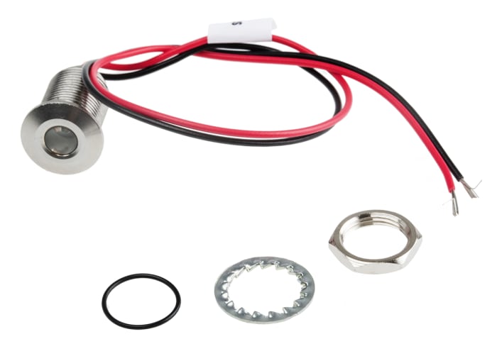 RS PRO Red Panel Mount Indicator, 10.8V dc, 13.2 V dc, Lead Wire Termination, IP67