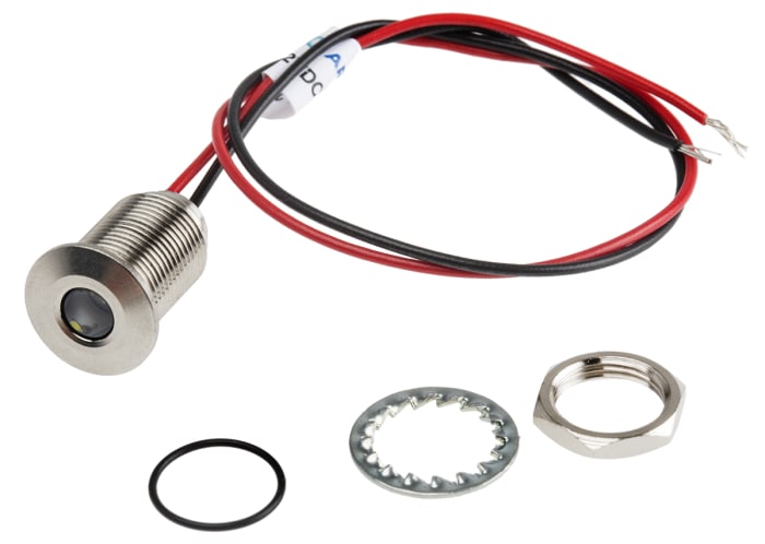 RS PRO White Panel Mount Indicator, 1.8V dc, 3.3 V dc, Lead Wire Termination, IP67