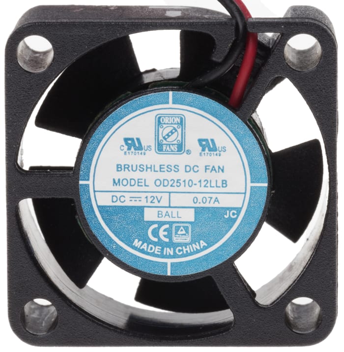 Ventilateur axial RS PRO 12 V c.c., 2.5m³/h, 25 x 25 x 10mm, 840mW