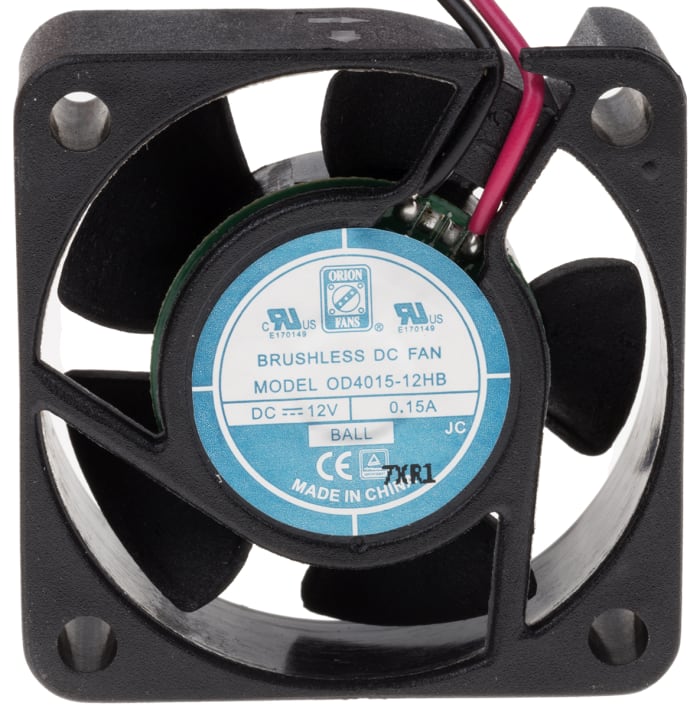 RS PRO Axial Fan, 12 V dc, DC Operation, 14.4m³/h, 1.8W, 110mA Max, IP55, 40 x 40 x 15mm