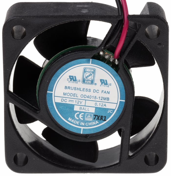 RS PRO Axial Fan, 12 V dc, DC Operation, 13.8m³/h, 1.44W, 88mA Max, IP55, 40 x 40 x 15mm