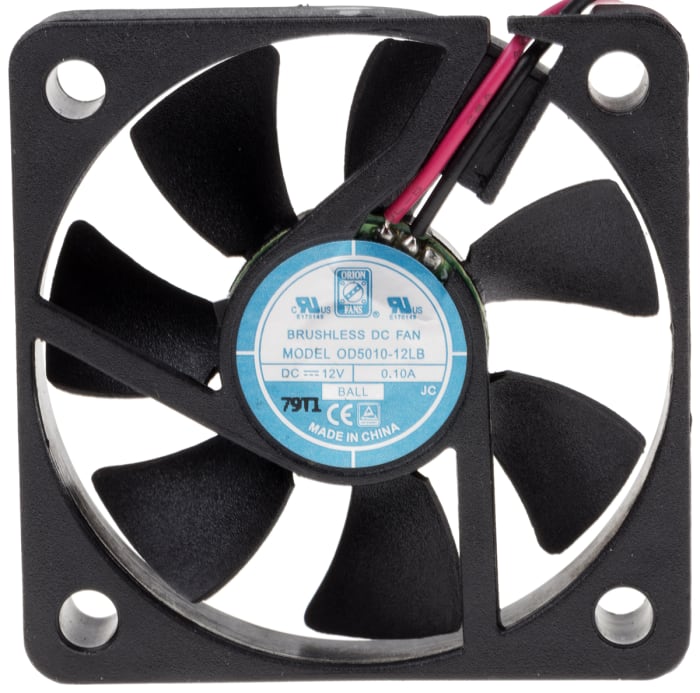 RS PRO Axial Fan, 12 V dc, DC Operation, 15.3m³/h, 960mW, 80mA Max, 50 x 50 x 10mm