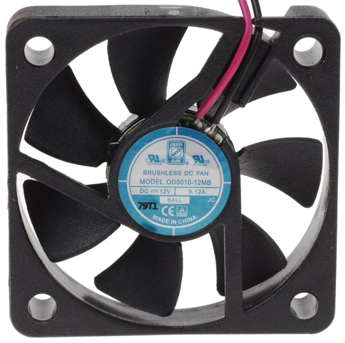 RS PRO Axial Fan, 12 V dc, DC Operation, 16.9m³/h, 1.08W, 90mA Max, 50 x 50 x 10mm