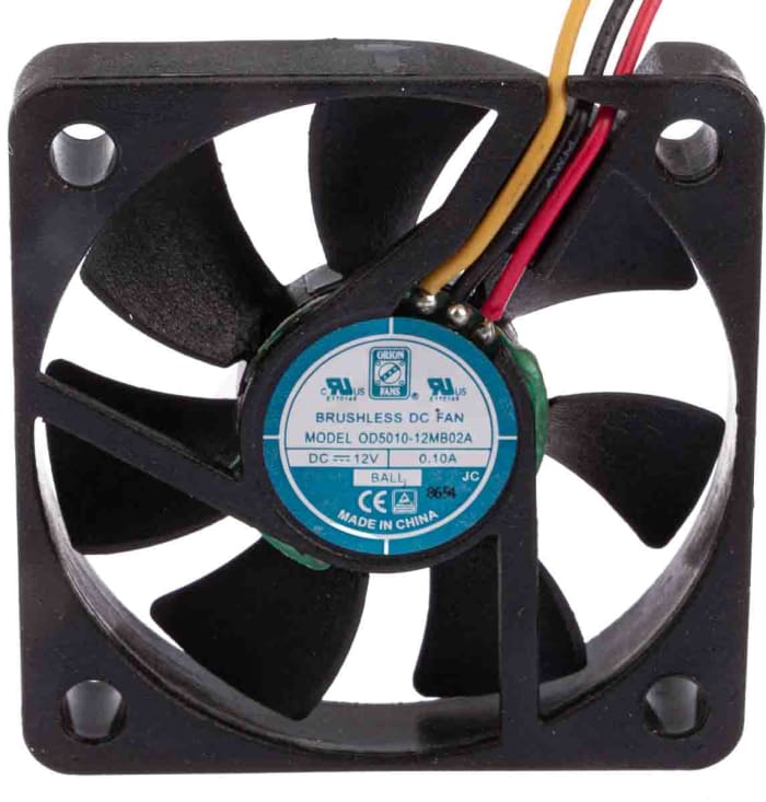 RS PRO Axial Fan, 12 V dc, DC Operation, 16.9m³/h, 1.2W, 90mA Max, IP55, 50 x 50 x 10mm