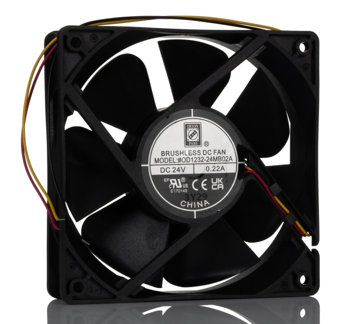 RS PRO Axial Fan, 24 V dc, DC Operation, 181.8m³/h, 5.28W, 220mA Max, 120 x 120 x 32mm
