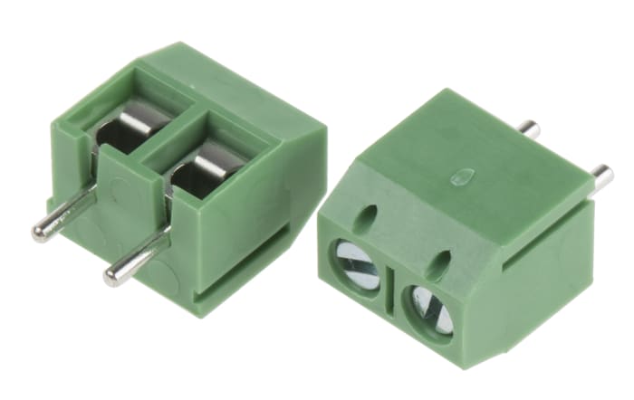 RS PRO PCB Terminal Block, 2-Contact, 5mm Pitch, Through Hole Mount, 1-Row, Screw Termination