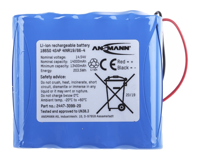 Bloc batterie rechargeable Ansmann 14.54V Lithium-Ion 14Ah x 16