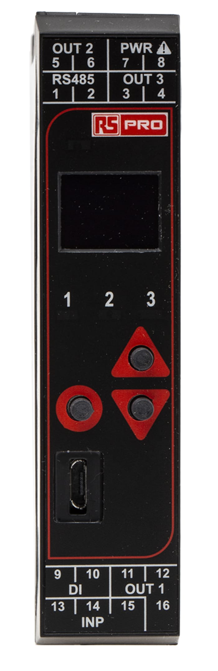 RS PRO DIN Rail PID Temperature Controller, 22.5 x 110mm 1 Input, 3 Output Changeover Relay, Relay, SSR, 100 →