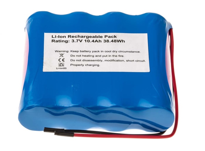 Bloc batterie rechargeable RS PRO 3.7V Lithium-Ion 10.4Ah 18650 x 4