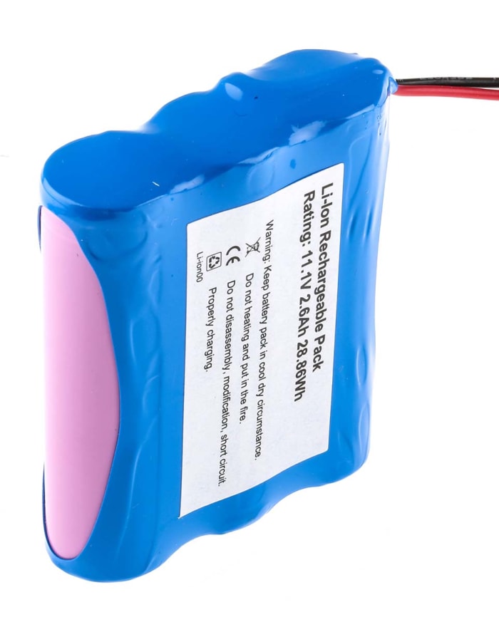 Bloc batterie rechargeable RS PRO 11.1V Lithium-Ion 2.6Ah 18650 x 3