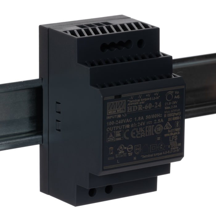 HDR-60-24 MEAN WELL | MEAN WELL HDR Switch Mode DIN Rail Power Supply ...