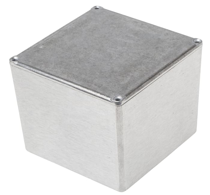 RS PRO Grey Die Cast Aluminium Enclosure, Grey Lid, 120.5 x 120.5 x 95.2mm