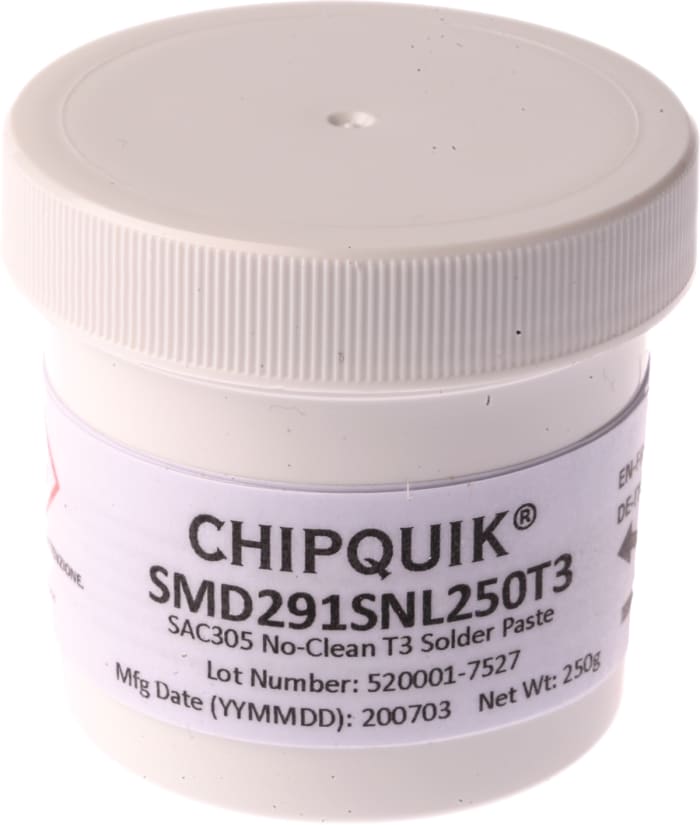CHIPQUIK SMD291SN Lead Free Solder Paste, 250g Tub