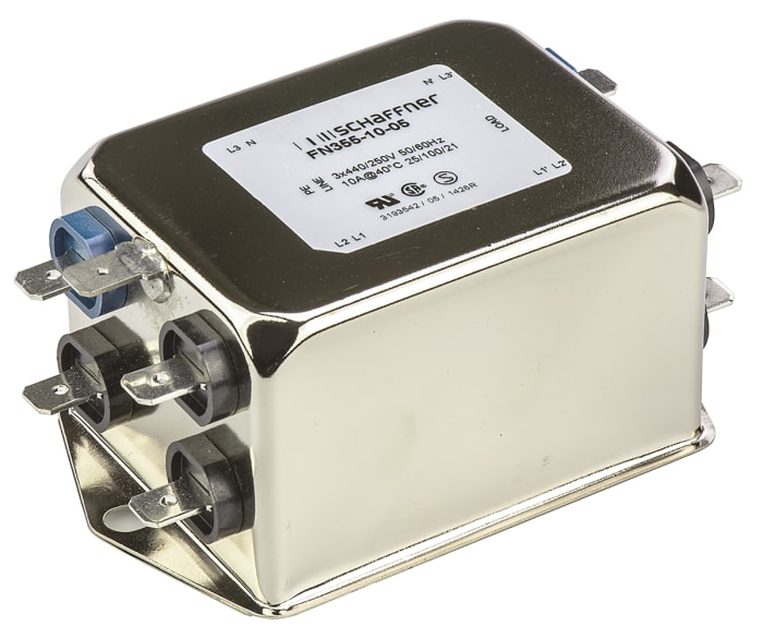 Schaffner FN 355 Series 10A 440 V ac 400Hz Flange Mount RFI Filter, with Tab Terminals