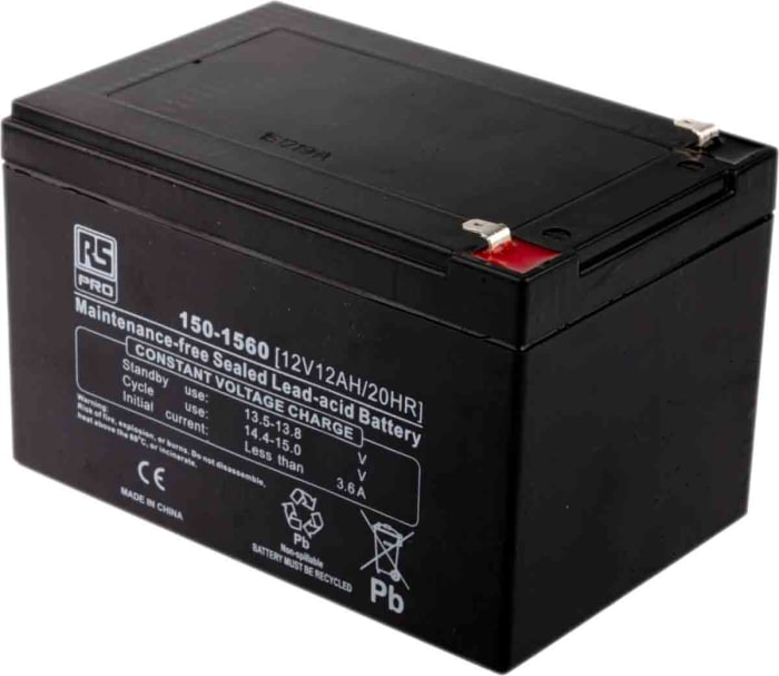 RS PRO RS PRO 12V T1 Sealed Lead Acid Battery, 12Ah 1501560 RS