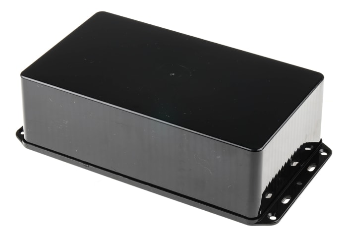 RS PRO Black ABS Enclosure, IP54, Flanged, Black Lid, 210 x 112 x 61mm